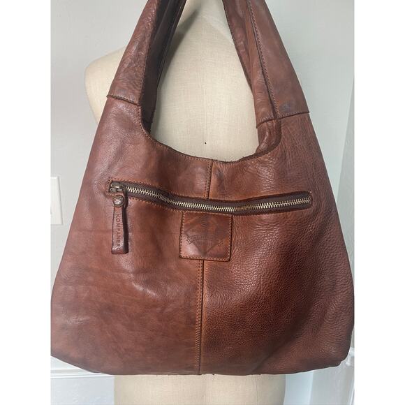 Kompanero Woven Leather Shoulder Bag Brown Cognac Large Boho Artisan Hobo Tote - Picture 8 of 11